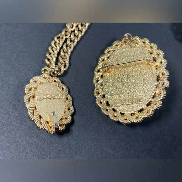 OLD VIENNA Sarah Cov Coventry Set Necklace & Detachable Brooch Ring Vintage - Picture 9 of 12